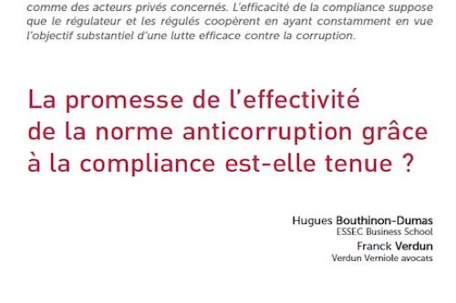 Capture d'écran de l'article de droit commercial sur la compliance et la norme anti-corruption.